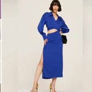 Ronny Kobo Ranell Cutout Wrap Dress XS royal blue